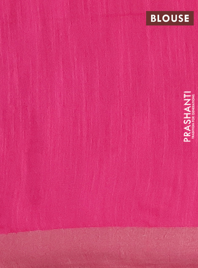 Semi bamboo saree pink with zari weaves and zari woven border