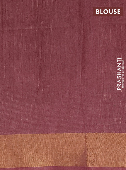 Semi bamboo saree brown with thread weaves and zari woven border