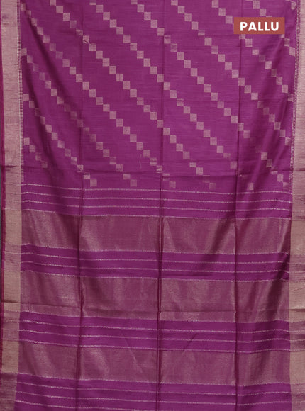 Semi bamboo saree purple with zari weaves and zari woven border