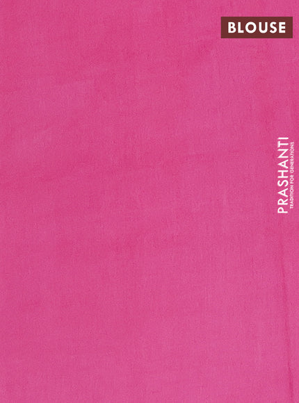 Semi bamboo saree light pink with silver & copper zari buttas in borderless style