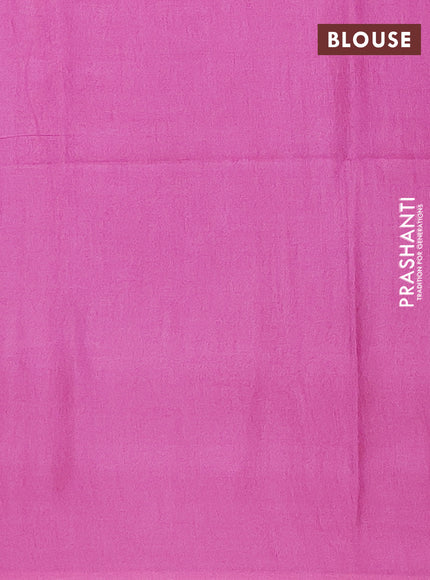 Semi bamboo saree light pink with silver & copper zari buttas in borderless style