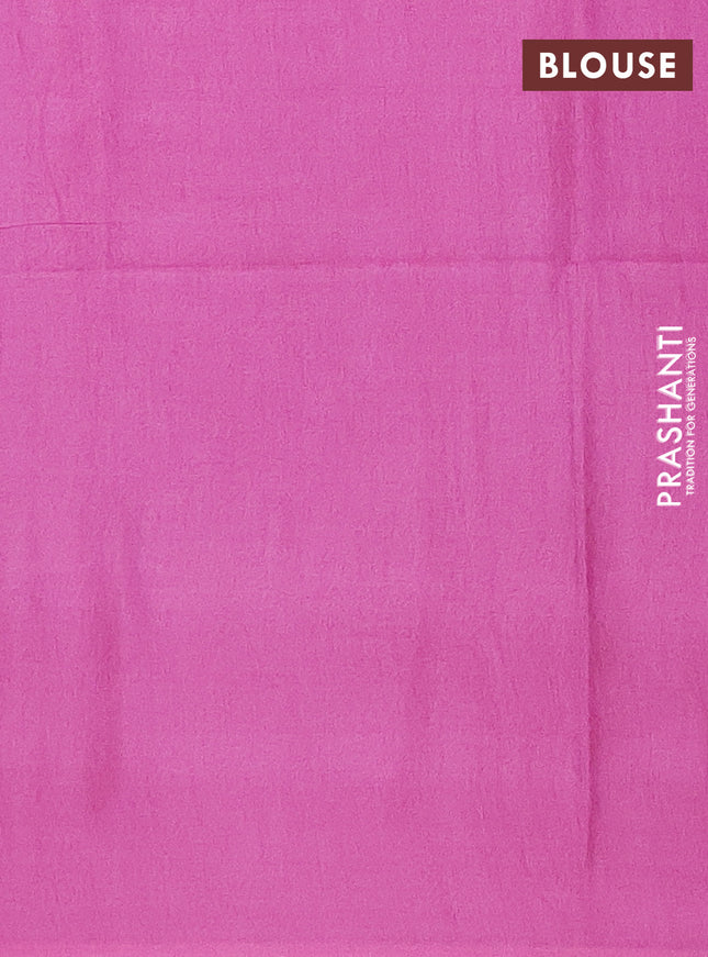 Semi bamboo saree light pink with silver & copper zari buttas in borderless style