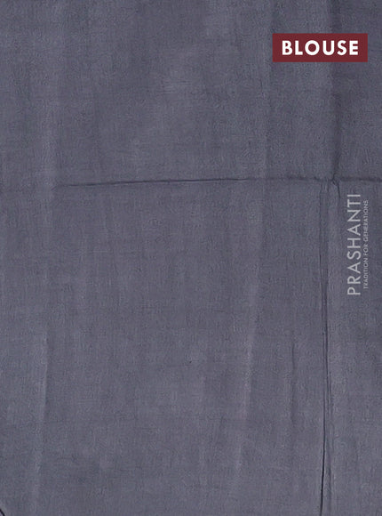 Semi bamboo saree grey with silver & copper zari buttas in borderless style