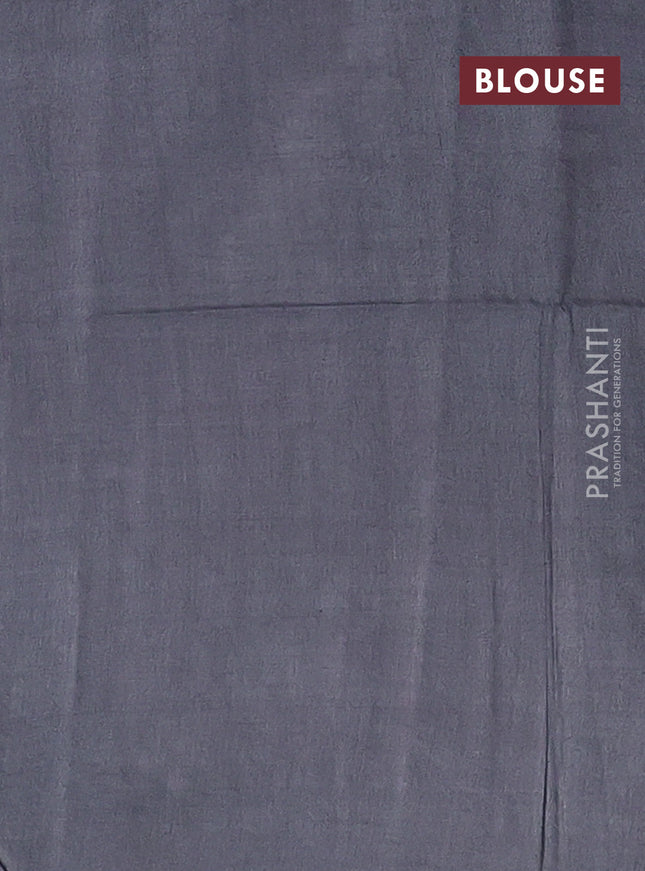 Semi bamboo saree grey with silver & copper zari buttas in borderless style