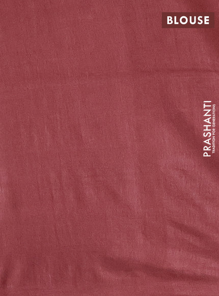 Semi bamboo saree maroon with silver & copper zari buttas in borderless style