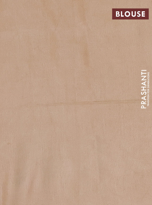 Semi bamboo saree sandal with silver & copper zari buttas in borderless style