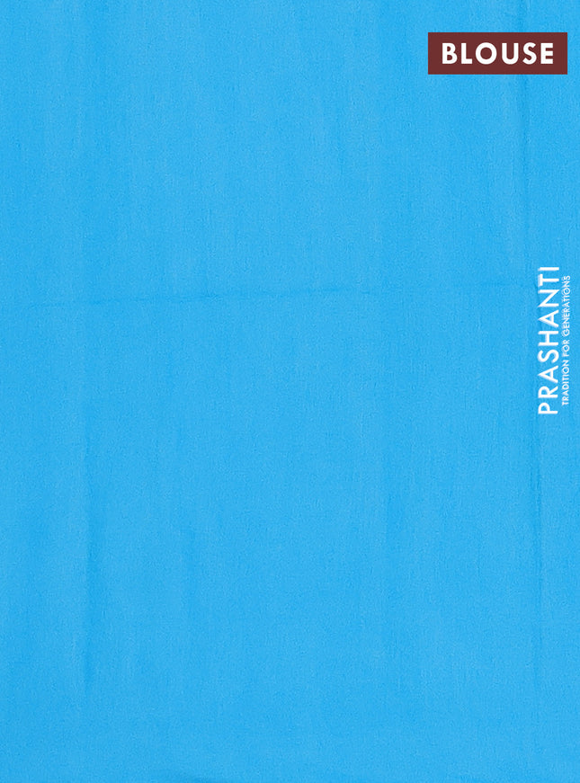 Semi bamboo saree light blue with silver & copper zari buttas in borderless style