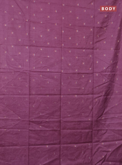 Semi bamboo saree mauve pink with silver & copper zari buttas in borderless style