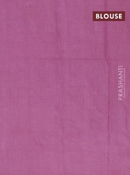Semi bamboo saree mauve pink with silver & copper zari buttas in borderless style