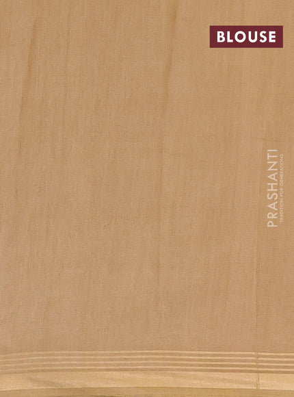 Semi bamboo saree peacock green and sandal and stripes pattern and zari woven border