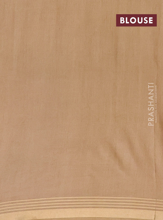 Semi bamboo saree pastel pink and dark sandal and stripes pattern and zari woven border