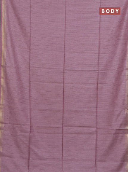 Semi bamboo saree pastel pink and and stripes pattern and zari woven border