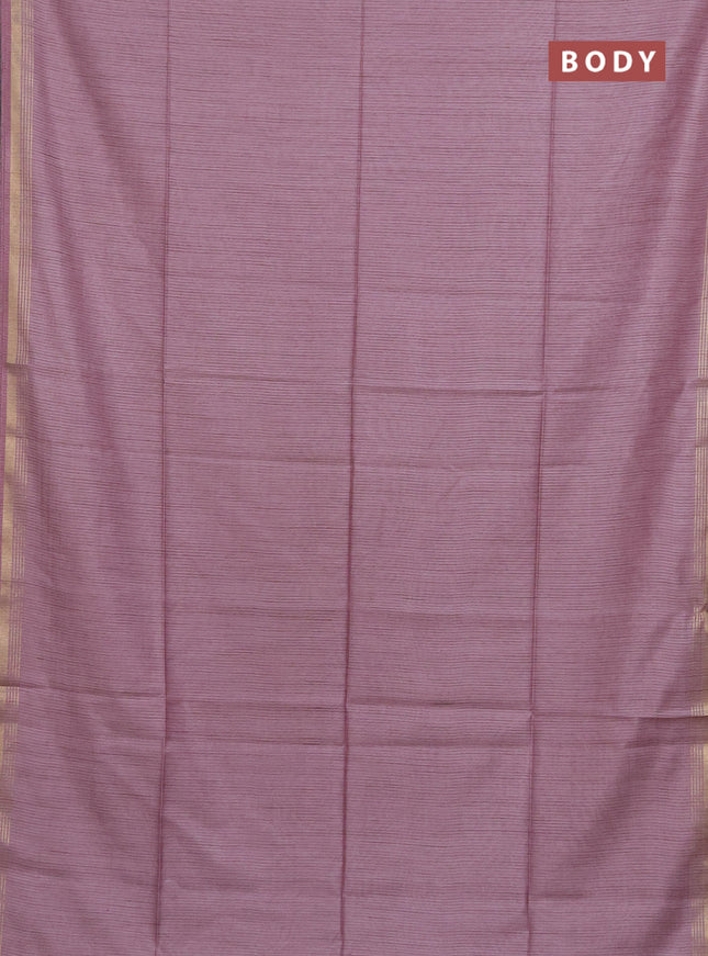 Semi bamboo saree pastel pink and and stripes pattern and zari woven border