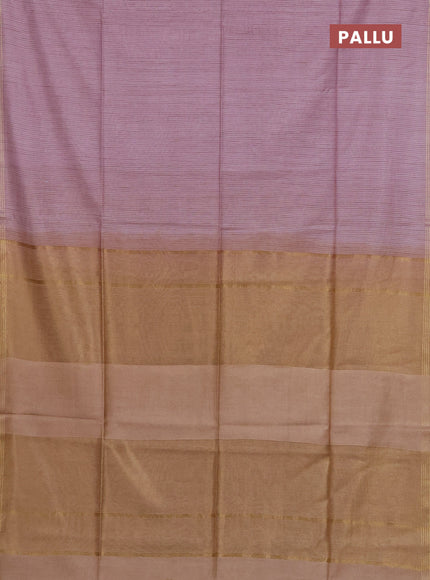 Semi bamboo saree pastel pink and and stripes pattern and zari woven border
