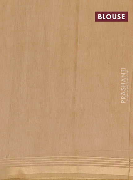 Semi bamboo saree military green and sandal and stripes pattern and zari woven border