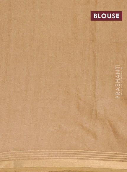 Semi bamboo saree peach orange and sandal and stripes pattern and zari woven border