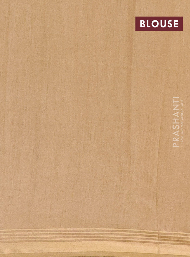 Semi bamboo saree navy blue and sandal and stripes pattern and zari woven border