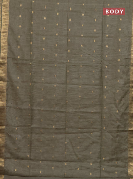 Semi bamboo saree pastel green with zari woven buttas and temple design zari woven border