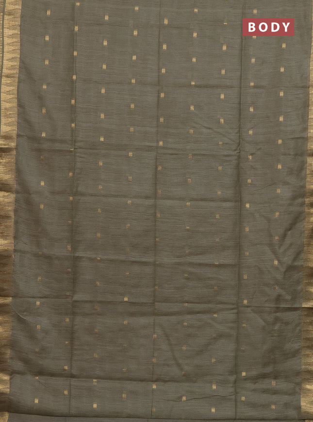 Semi bamboo saree pastel green with zari woven buttas and temple design zari woven border