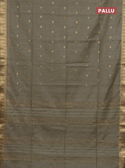 Semi bamboo saree pastel green with zari woven buttas and temple design zari woven border