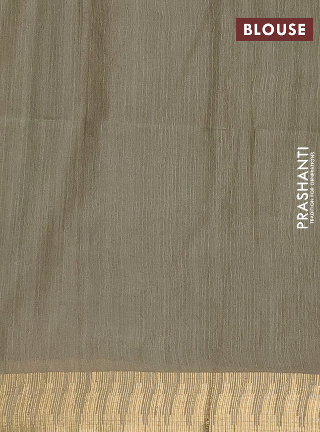 Semi bamboo saree pastel green with zari woven buttas and temple design zari woven border