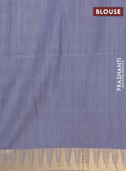 Semi bamboo saree grey with zari woven buttas and temple design zari woven border