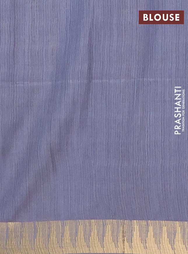 Semi bamboo saree grey with zari woven buttas and temple design zari woven border