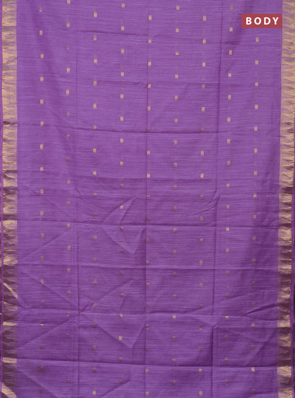 Semi bamboo saree lavender with zari woven buttas and temple design zari woven border