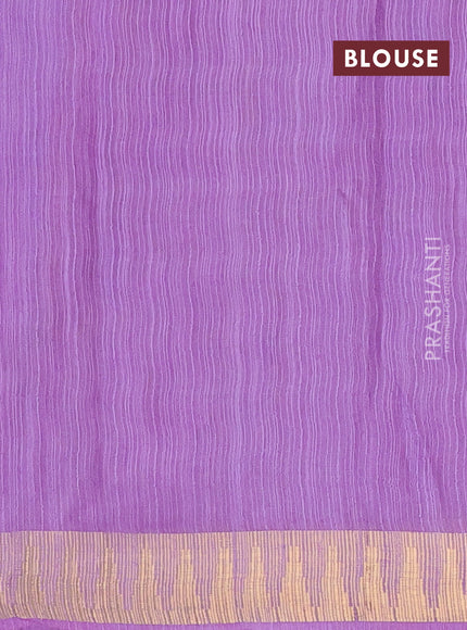 Semi bamboo saree lavender with zari woven buttas and temple design zari woven border
