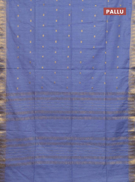 Semi bamboo saree light blue with zari woven buttas and temple design zari woven border