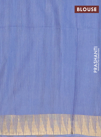 Semi bamboo saree light blue with zari woven buttas and temple design zari woven border