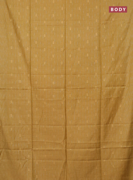Semi bamboo saree mustard yellow with allover thread weaves and woven border