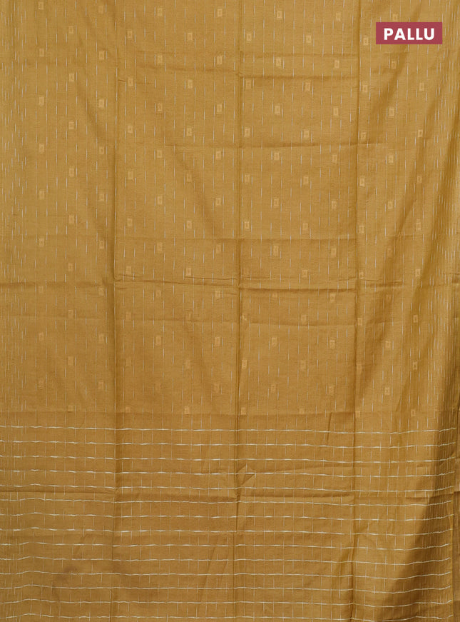 Semi bamboo saree mustard yellow with allover thread weaves and woven border