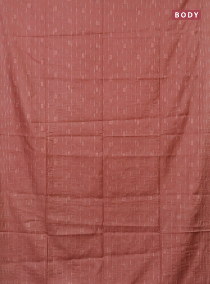 Semi bamboo saree peach shade with allover thread weaves and woven border