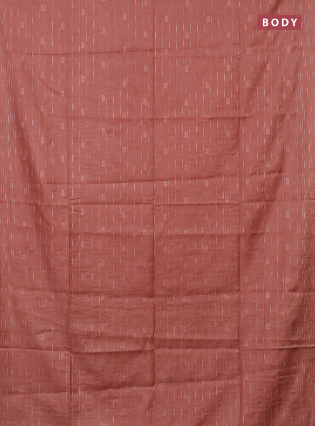Semi bamboo saree peach shade with allover thread weaves and woven border