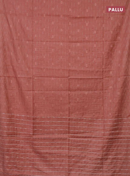 Semi bamboo saree peach shade with allover thread weaves and woven border