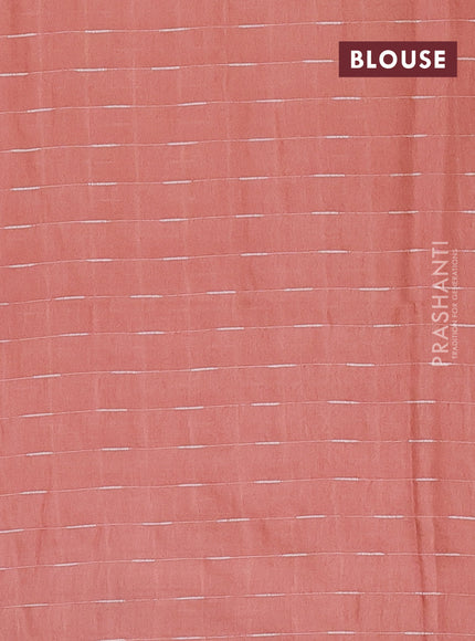 Semi bamboo saree peach shade with allover thread weaves and woven border