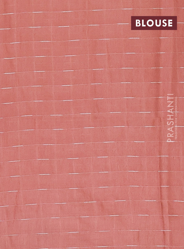Semi bamboo saree peach shade with allover thread weaves and woven border