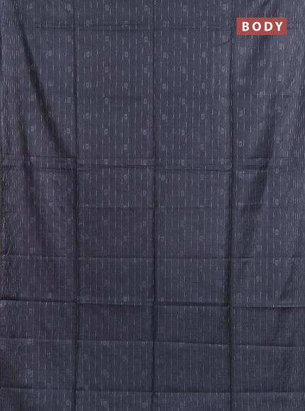 Semi bamboo saree elephant grey with allover thread weaves and woven border