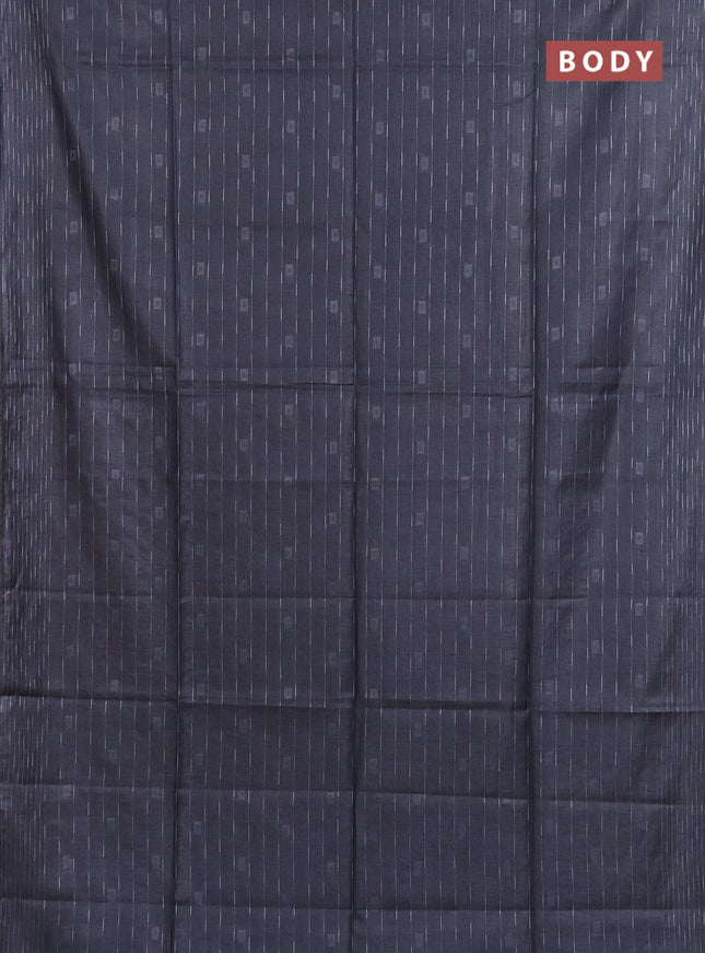 Semi bamboo saree elephant grey with allover thread weaves and woven border