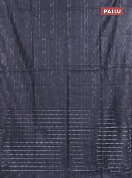 Semi bamboo saree elephant grey with allover thread weaves and woven border