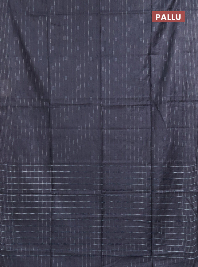 Semi bamboo saree elephant grey with allover thread weaves and woven border