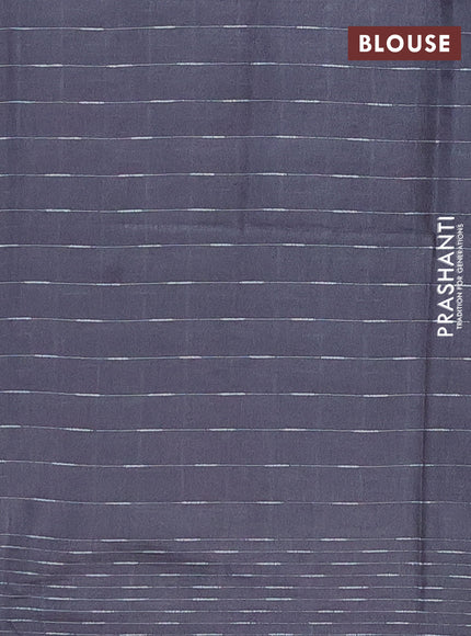 Semi bamboo saree elephant grey with allover thread weaves and woven border