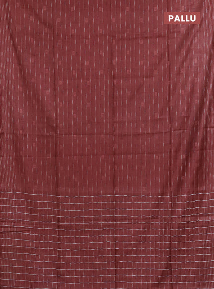 Semi bamboo saree maroon with allover thread weaves and woven border