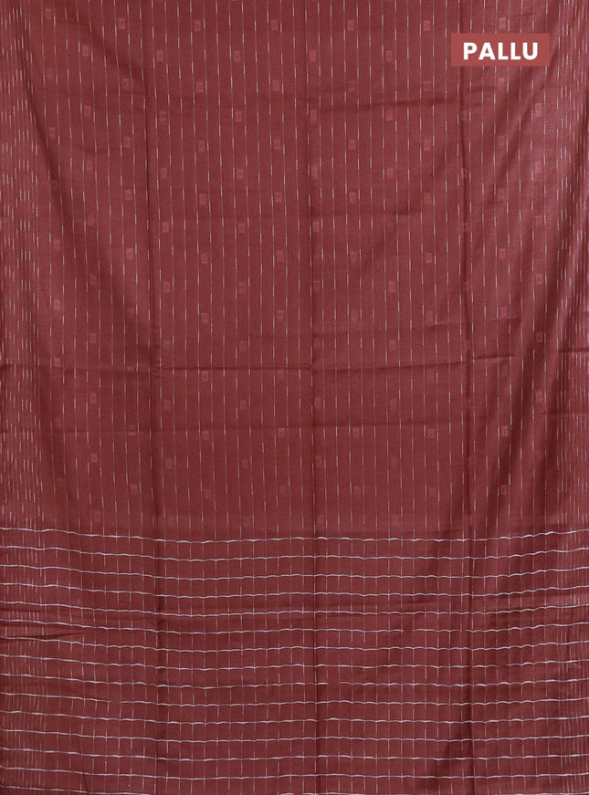 Semi bamboo saree maroon with allover thread weaves and woven border
