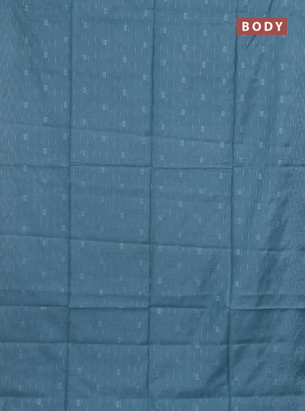 Semi bamboo saree pastel blue with allover thread weaves and woven border