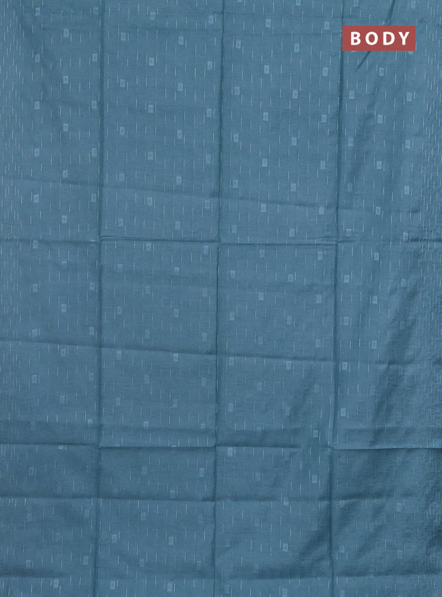 Semi bamboo saree pastel blue with allover thread weaves and woven border