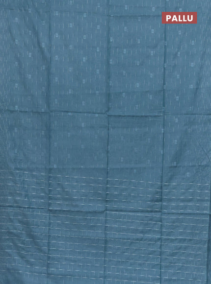 Semi bamboo saree pastel blue with allover thread weaves and woven border