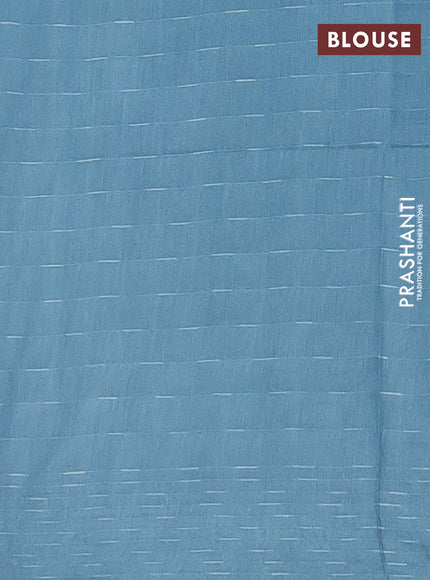 Semi bamboo saree pastel blue with allover thread weaves and woven border