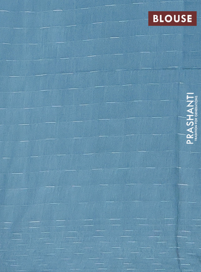 Semi bamboo saree pastel blue with allover thread weaves and woven border